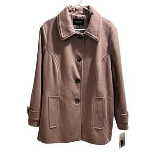 London Fog Wool Pea Coat Jacket Heather Mauve Single Breasted XXL New Ladies